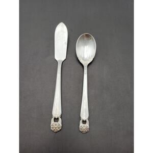 1847 Rogers Bros ETERNALLY YOURS Butter Knife & Sugar Spoon Silverplate Vtg